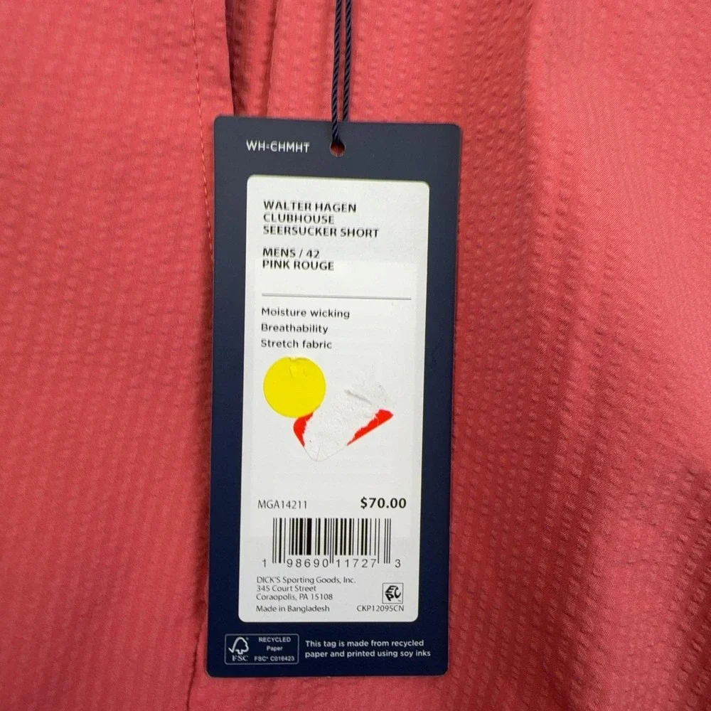 Walter Hagen Clubhouse Mens 42 Pink Seersucker 8